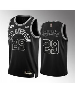 Men's San Antonio Spurs #29 Mamadi Diakite Black Icon Edition Stitched Basketball Jersey