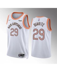 Men's San Antonio Spurs #29 Mamadi Diakite White 2023/24 City EditionStitched Basketball Jersey