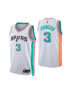 Men's San Antonio Spurs #3 Keldon Johnson 2021/22 White City Edition Stitched Jersey