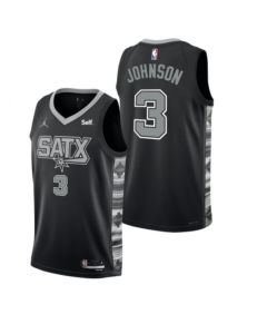 Men's San Antonio Spurs #3 Keldon Johnson Black 2022/23 Statement Edition Stitched Basketball Jersey