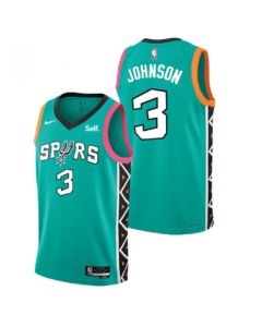 Men's San Antonio Spurs #3 Keldon Johnson Teal 2022 City Edition Swingman Stitched Jersey