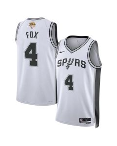 Men's San Antonio Spurs #4 De'Aaron Fox Nike White 2026 NBA Finals Swingman Association Edition Jersey (White)