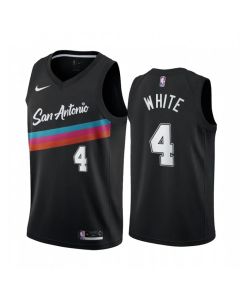 Men's San Antonio Spurs #4 Derrick White 2020 Black City Edition Stitched Jersey