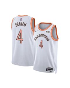 Men's San Antonio Spurs #4 Devonte' Graham White 2023/24 City Edition Stitched Basketball Jersey
