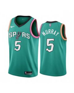 Men's San Antonio Spurs #5 Dejounte Murray 2022/23 Teal City Edition Stitched Jersey