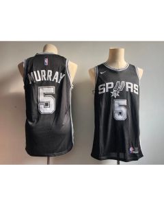 Men's San Antonio Spurs #5 Dejounte Murray Black Icon Edition Swingman Stitched NBA Jersey