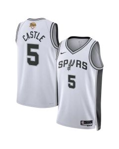 Men's San Antonio Spurs #5 Stephon Castle Nike White 2026 NBA Finals Swingman Association Edition Jersey (White)