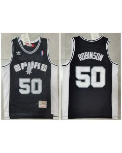Men's San Antonio Spurs #50 David Robinson Black Throwback Stitched Jersey