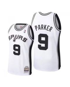 Men's San Antonio Spurs #9 Tony Parker 2002-03 White Finals Champions Stitched Jersey