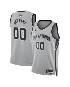 Men's San Antonio Spurs Silver 2026 NBA Finals Patch Swingman Statement Edition Custom Jersey (Silver)