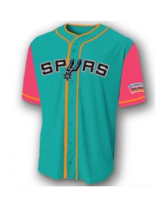 Men's San Antonio Spurs Teal Pink Cool Base Stitched Baseball Jersey