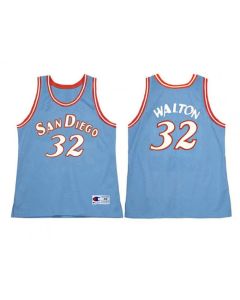 Men's San Diego Clippers#32 Bill Walton 1983 Blue Stitched Jersey