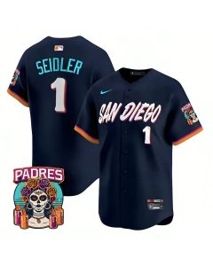 Men's San Diego Padres #1 Peter Seidler Navy 2026 City Connect Stitched Jersey-Button Up