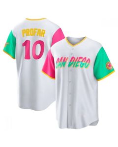 Men's San Diego Padres #10 Jurickson Profar 2022 White City Connect Cool Base Stitched Jersey