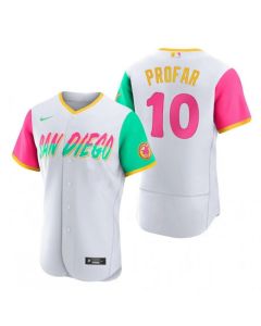 Men's San Diego Padres #10 Jurickson Profar 2022 White City Connect Flex Base Stitched Baseball Jersey