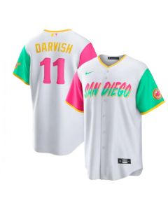 Men's San Diego Padres #11 Yu Darvish 2022 White City Connect Cool Base Stitched Jersey