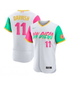 Men's San Diego Padres #11 Yu Darvish 2022 White City Connect Flex Base Stitched Baseball Jersey (White)