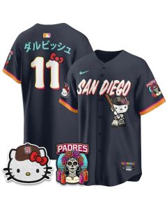 Men's San Diego Padres #11 Yu Darvish Obsidian 2026 City Connect x Hello Kitty Vapor Limited Jersey (2026)