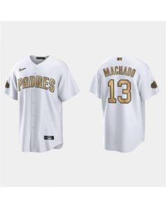 Men's San Diego Padres #13 Manny Machado 2022 All-Star White Cool Base Stitched Baseball Jersey (White)