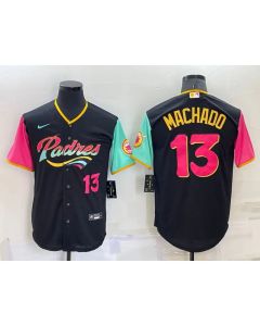 Men's San Diego Padres #13 Manny Machado 2022 Black City Connect Cool Base Stitched Jersey (Black)