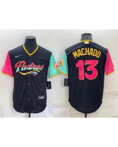 Men's San Diego Padres #13 Manny Machado 2022 Black City Connect Cool Base Stitched Jersey