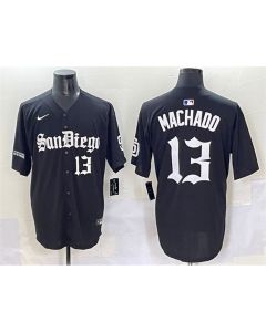 Men's San Diego Padres #13 Manny Machado Black Gothic Edition Vapor Limited Stitched Baseball Jersey (Black)