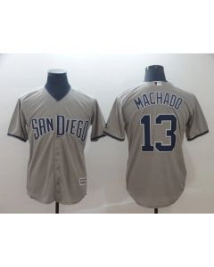 Men's San Diego Padres #13 Manny Machado Grey Cool Base Stitched MLB Jersey