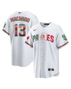Men's San Diego Padres #13 Manny Machado Mexico White Cool Base Stitched Baseball Jersey