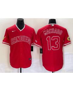 Men's San Diego Padres #13 Manny Machado Red Cool Base Stitched Baseball Jersey