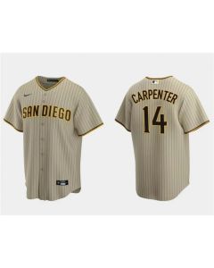 Men's San Diego Padres #14 Matt Carpenter Tan Cool Base Stitched Jersey