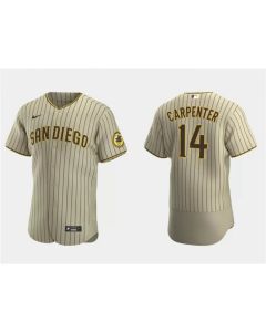 Men's San Diego Padres #14 Matt Carpenter Tan Flex Base Stitched Baseball Jersey