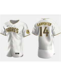 Men's San Diego Padres #14 Matt Carpenter White Flex Base Stitched Baseball Jersey