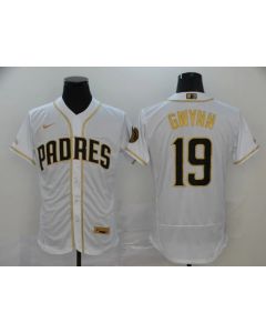 Men's San Diego Padres #19 Tony Gwynn 2020 White Golden Flex Base Stitched MLB Jersey