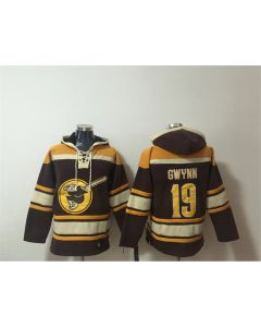 Men's San Diego Padres #19 Tony Gwynn Brown Ageless Must-Have Lace-Up Pullover Hoodie