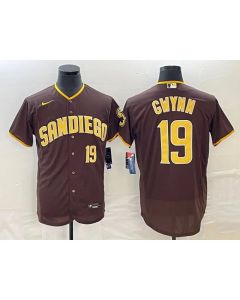 Men's San Diego Padres #19 Tony Gwynn Coffee Flex Base With Patch Stitched Jersey