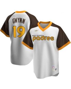 Men's San Diego Padres #19 Tony Gwynn White & Brown Cool Base Stitched Jersey