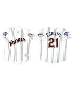 Men's San Diego Padres #21 Ken Caminiti White 1998 World Series Cool Base Stitched Jersey