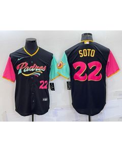 Men's San Diego Padres #22 Juan Soto 2022 Black City Connect Cool Base Stitched Jersey (Black)