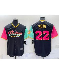 Men's San Diego Padres #22 Juan Soto 2022 Black City Connect Cool Base Stitched Jersey