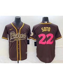 Men's San Diego Padres #22 Juan Soto Brown Cool Base Stitched Baseball Jersey (Brown)