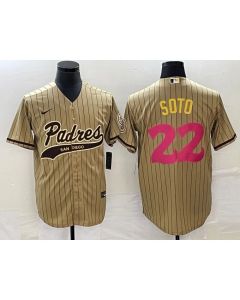 Men's San Diego Padres #22 Juan Soto Tan Cool Base Stitched Baseball Jersey (Tan)