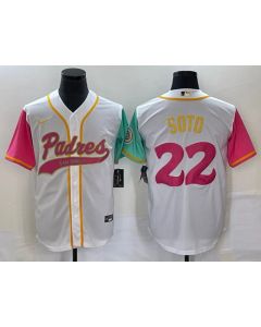 Men's San Diego Padres #22 Juan Soto White City Connect Cool Base Stitched Baseball Jersey (City Connect)