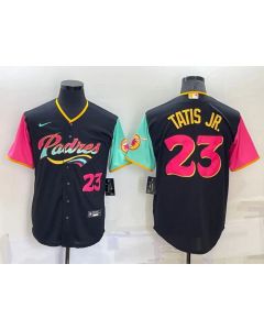 Men's San Diego Padres #23 Fernando Tatis Jr. 2022 Black City Connect Cool Base Stitched Jersey (Black)