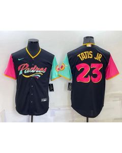 Men's San Diego Padres #23 Fernando Tatis Jr. 2022 Black City Connect Cool Base Stitched Jersey