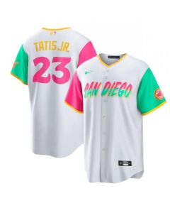 Men's San Diego Padres #23 Fernando Tatis Jr. 2022 White City Connect Cool Base Stitched Jersey