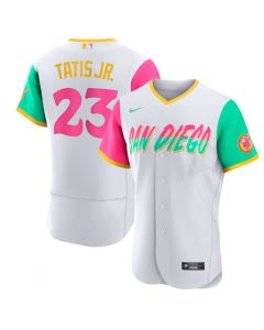 Men's San Diego Padres #23 Fernando Tatis Jr. 2022 White City Connect Flex Base Stitched Baseball Jersey (White)