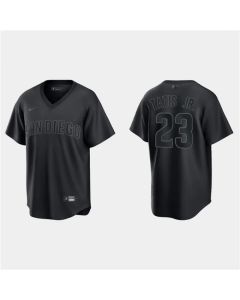 Men's San Diego Padres #23 Fernando Tatis Jr. Black Pitch Black Fashion Replica Stitched Jersey