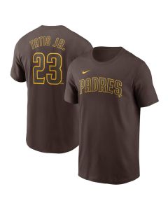 Men's San Diego Padres #23 Fernando Tatis Jr. Brown Fuse Name & Number T-Shirt