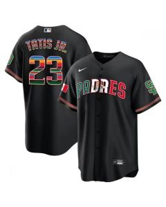 Men's San Diego Padres #23 Fernando Tatis Jr. Mexico Black Cool Base Stitched Baseball Jersey