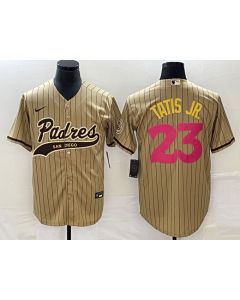 Men's San Diego Padres #23 Fernando Tatis Jr. Tan Cool Base Stitched Baseball Jersey (Tan)